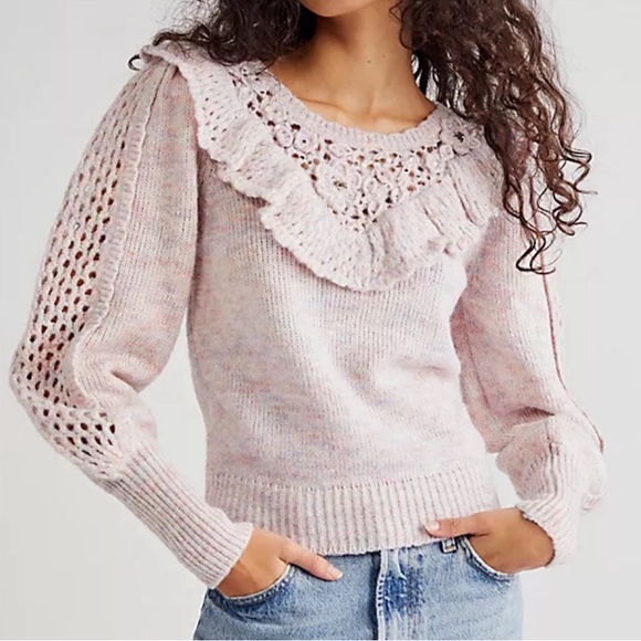 LoveShackFancy Sweaters - New LoveShackFancy x Free People Luellan XS Pink Purple Soft Knit Pullover